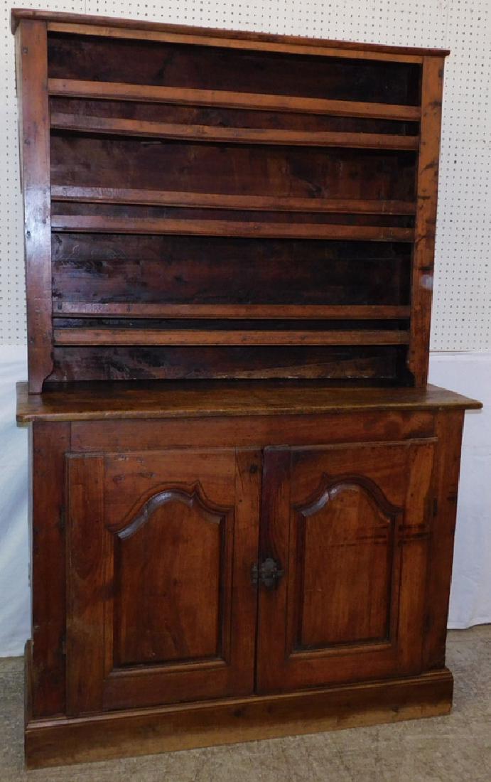 18th century fruitwood Continental pewter cupboard. (1 of 3)
