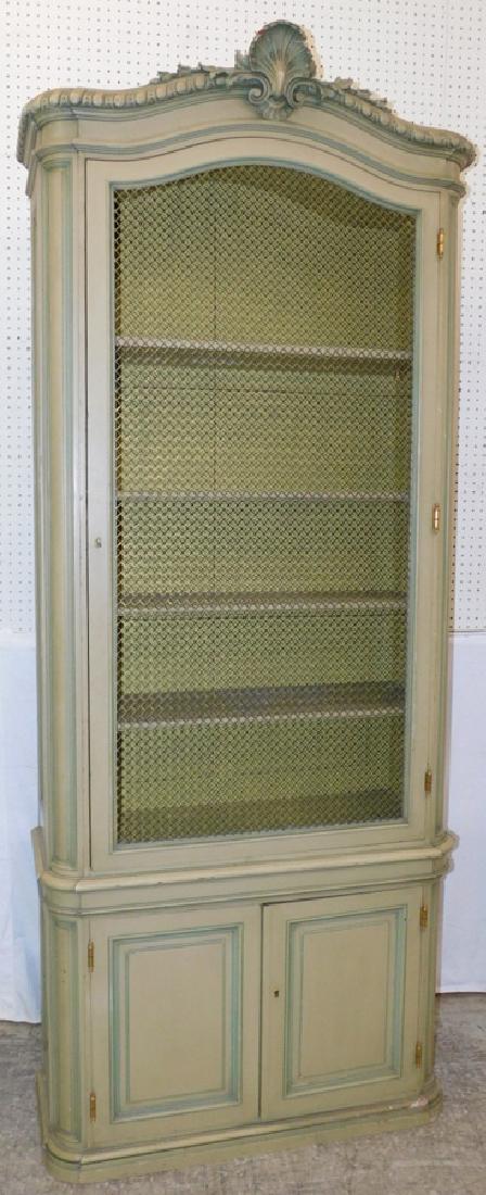 French painted screened door wall cabinet. (1 of 3)