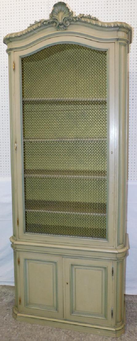 French painted screened door wall cabinet. (1 of 3)