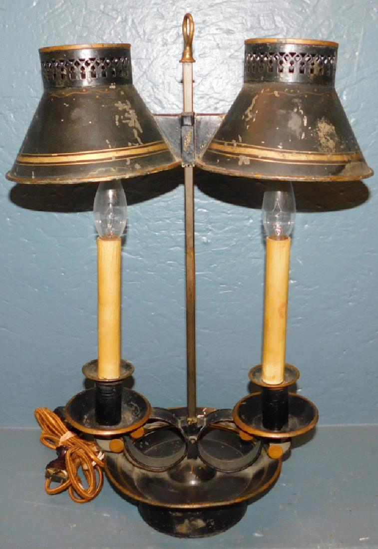 Tole painted Student lamp. 20" tall. (1 of 2)