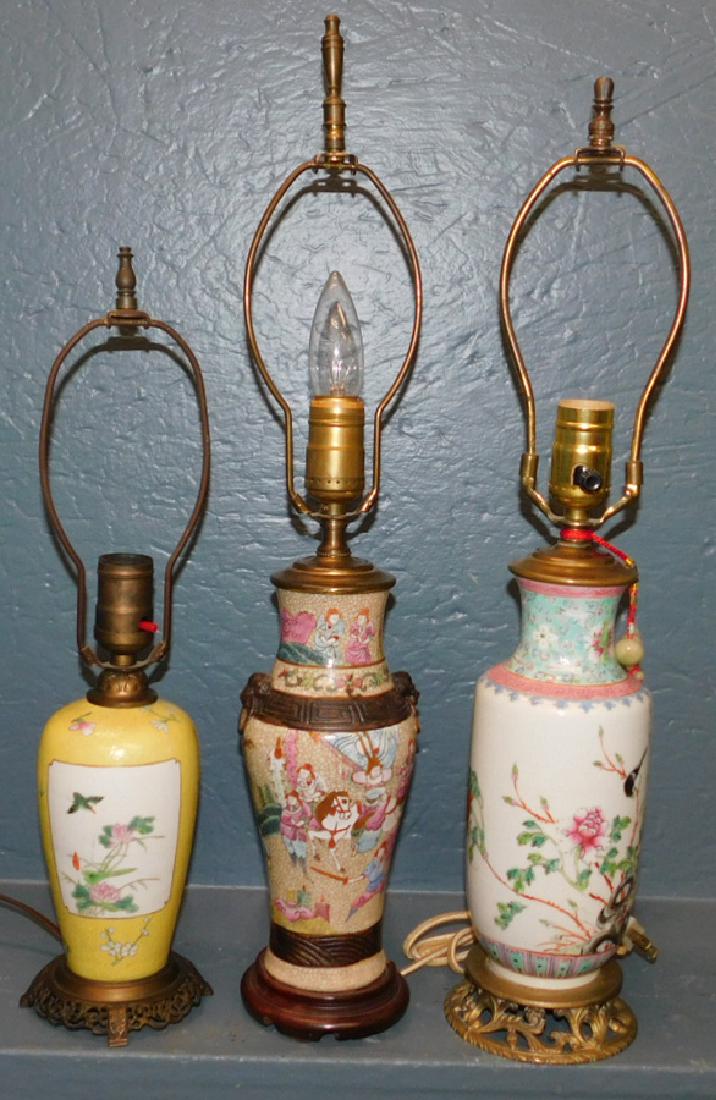 3 Oriental vase lamps. To 23" tall. (1 of 2)