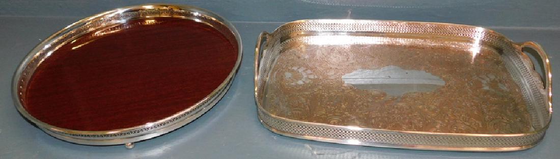 2 silver plate trays. To 15" long. (1 of 4)
