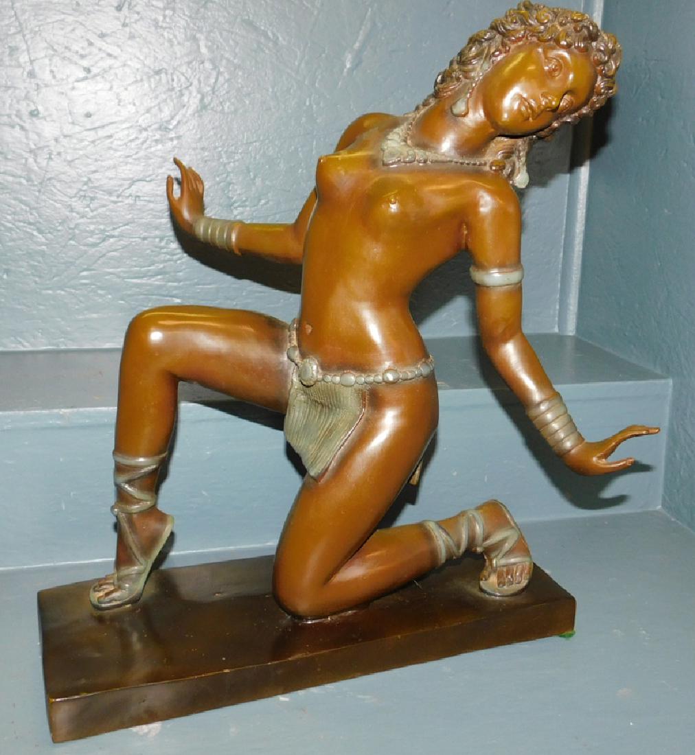 Bronze art deco period female dancer sculpture. (1 of 3)