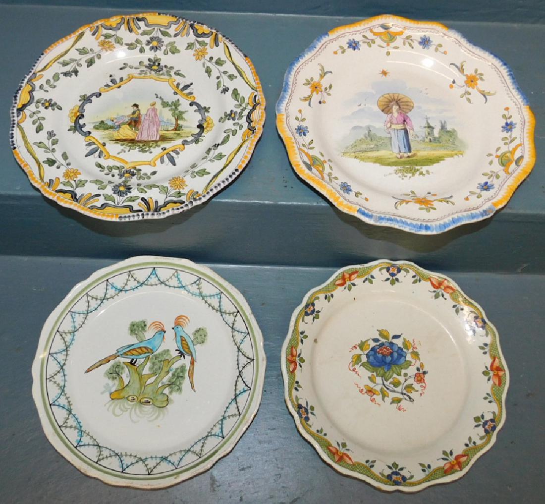 4 early 19th C Faience plates. 9 1/2" dia. (1 of 2)