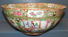 Large 19th C Rose Mandarin punch bowl.