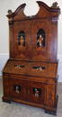 2 part 18th C Italian wal bone inlaid secretary desk