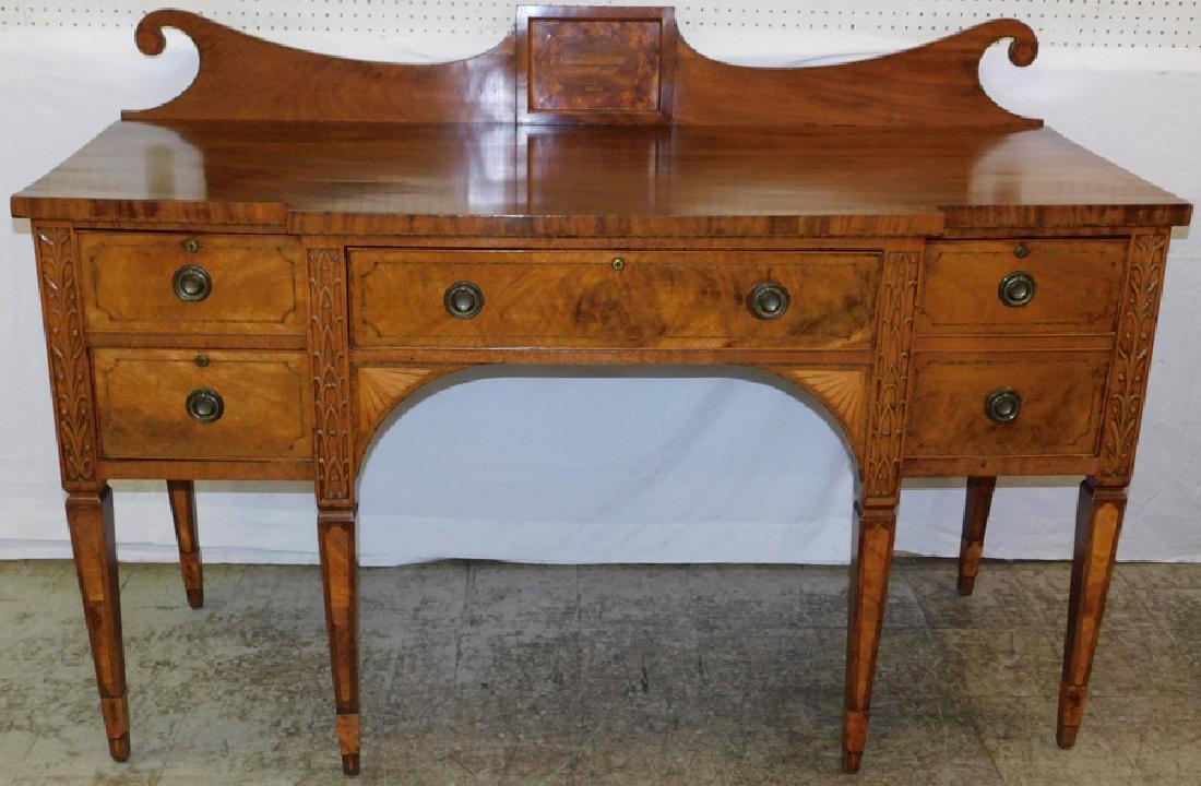 19th C Federal mahog carved & inlaid side board (1 of 8)