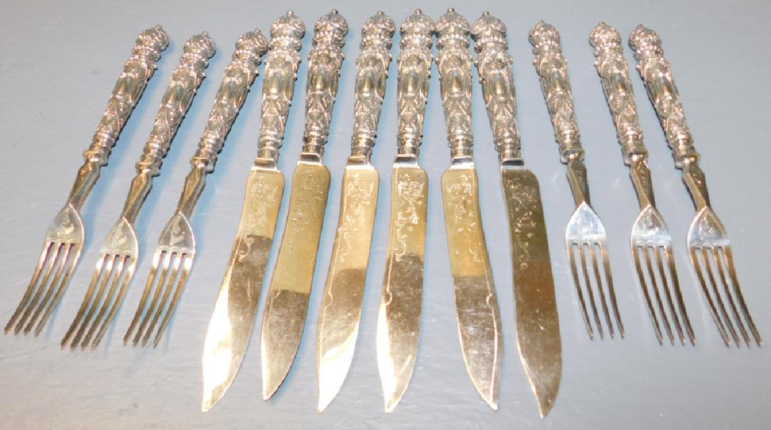 12 pc. English fish service with sterling handles. (1 of 2)