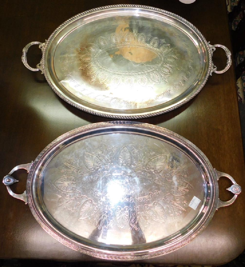 2 silver plate two handle trays. (1 of 7)