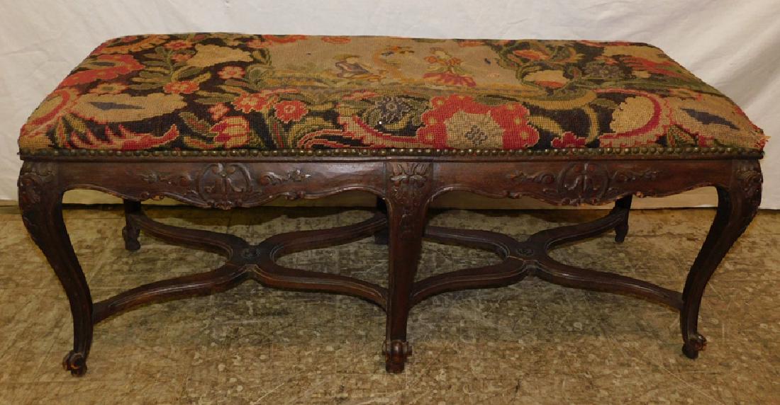 French Needlepoint carved bench (1 of 2)