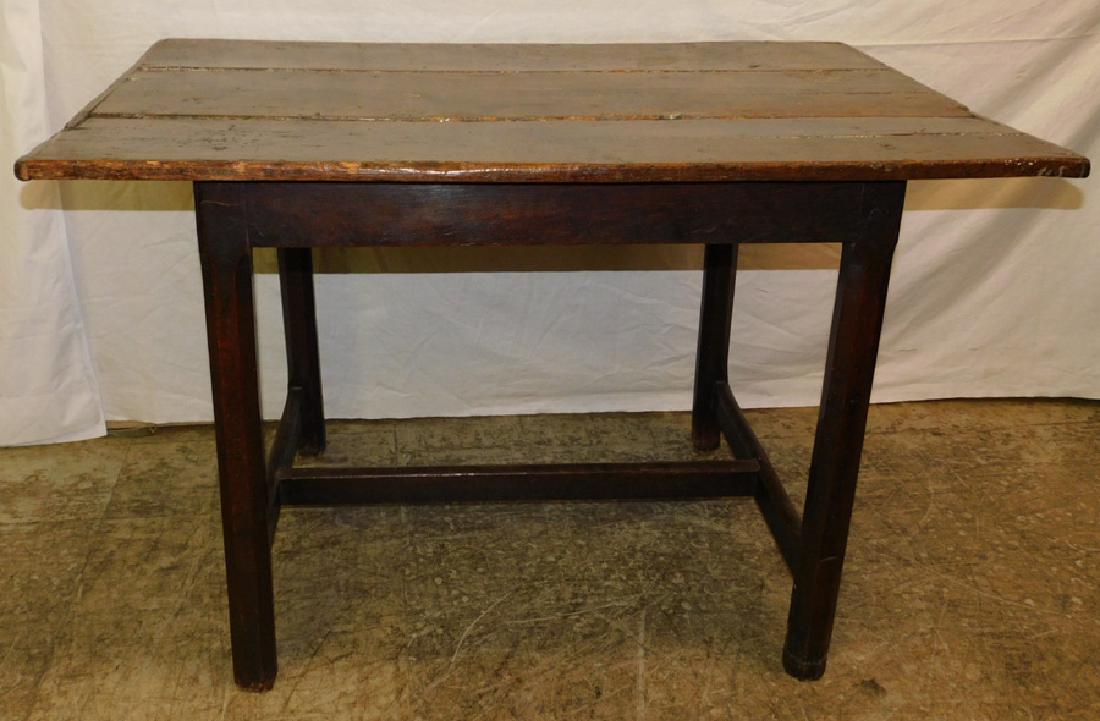 18th C Country French oak t-stretcher tavern table. (1 of 2)