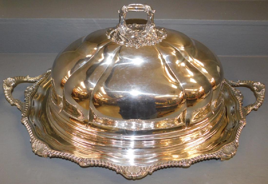 Silver plate dome and tray. (1 of 4)