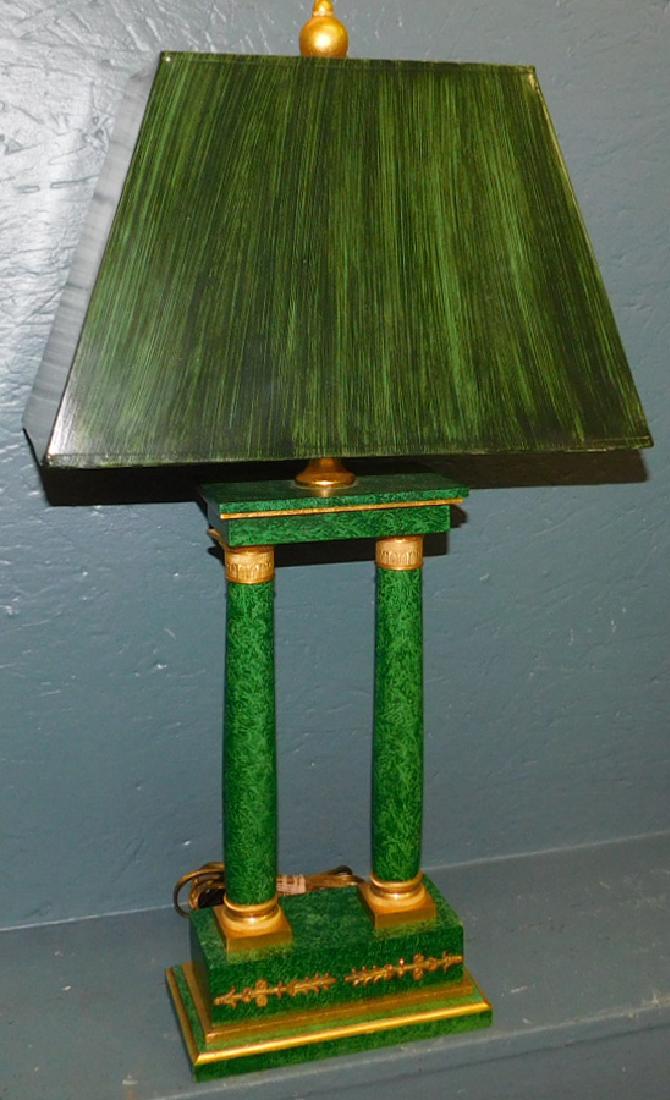 Faux malachite student lamp. 26" tall. (1 of 2)