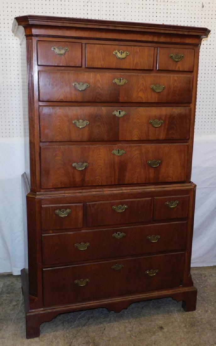 18th C walnut Queen Anne chest on chest (1 of 3)
