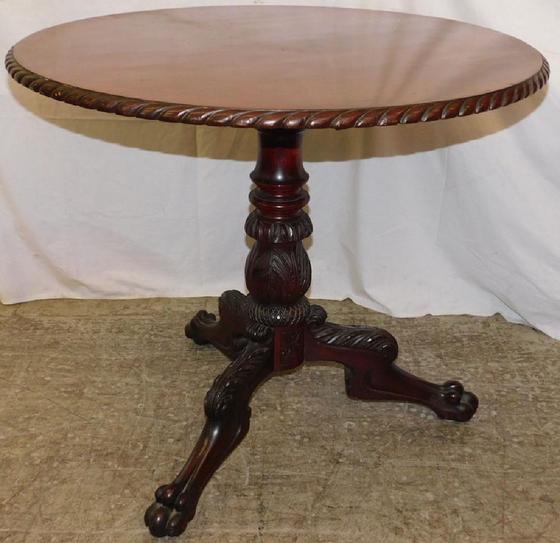 Mahogany ball & claw foot table w gadroon edging. (1 of 3)