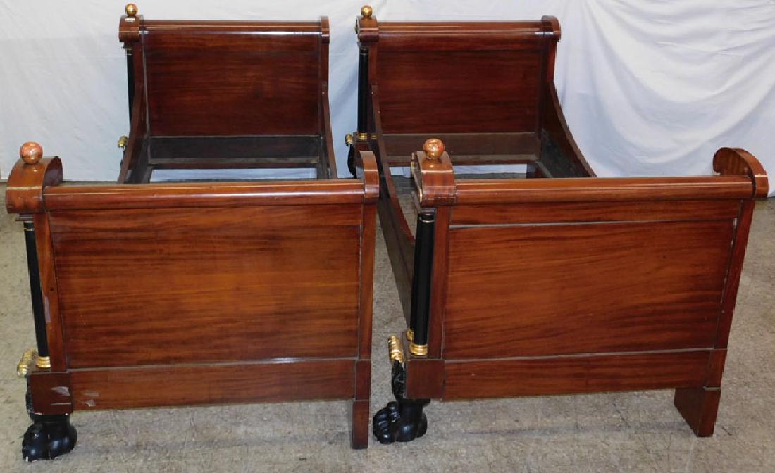 Pr 19th C mahogany classical day beds with rails. (1 of 5)