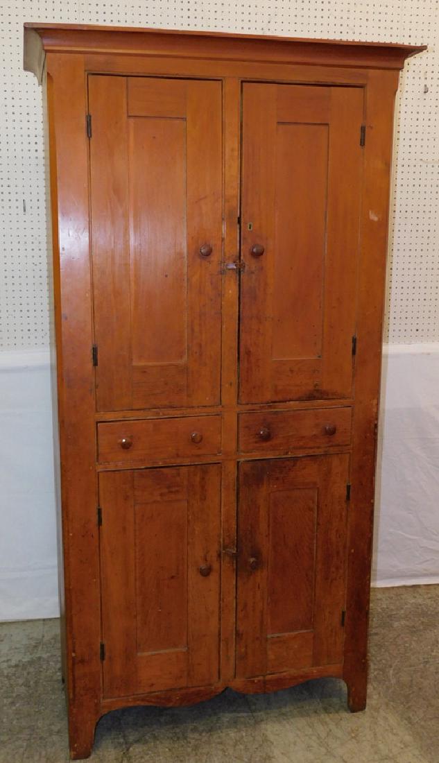 19th C Pine panel door wall cupboard. (1 of 3)