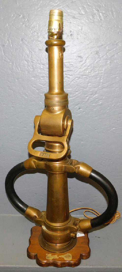 Heavy Antique Fire Nozzle Bronze Lamp 25 Tall