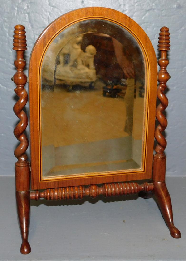 Miniature barley twist bevel edge dresser mirror.: Miniature rosewood barley twist bevel edge dresser mirror. 9" tall x 7 1/2" wide.