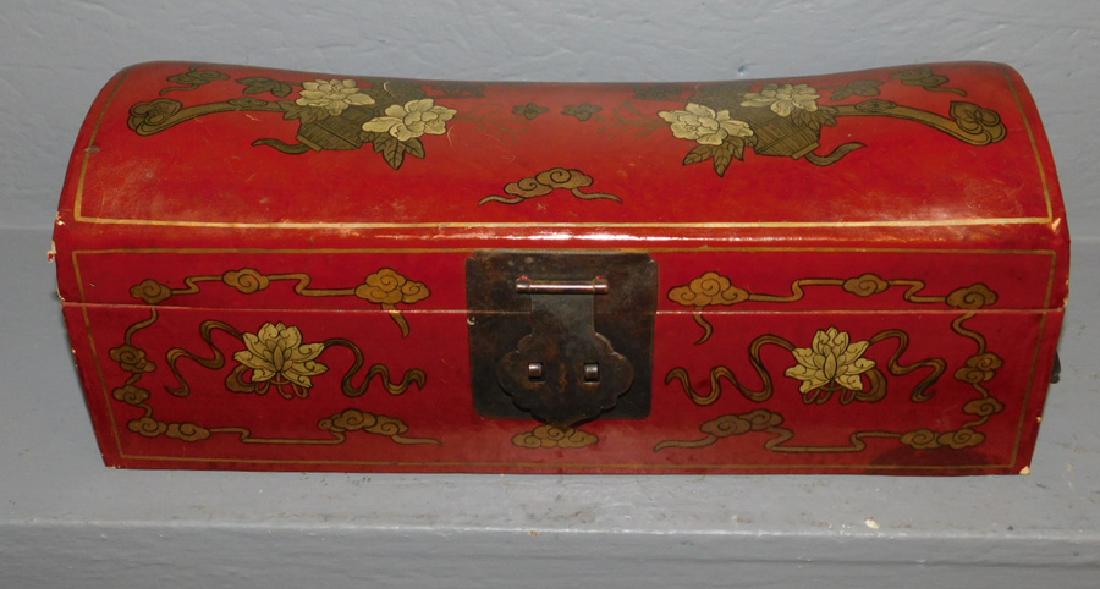 Hand Painted Leather Chinese Opium Pillow Box Oct 07 2017