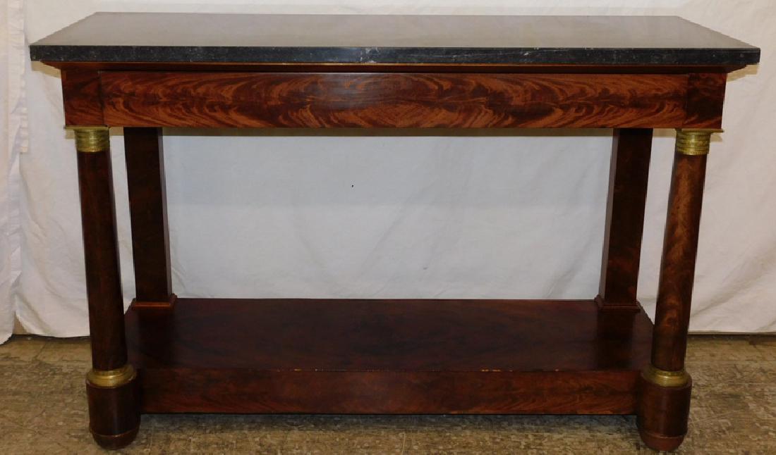 19th c French Empire marble top pier console.: 19th century French Empire marble top pier console. 51" wide x 17 1/2" deep x 34" tall.