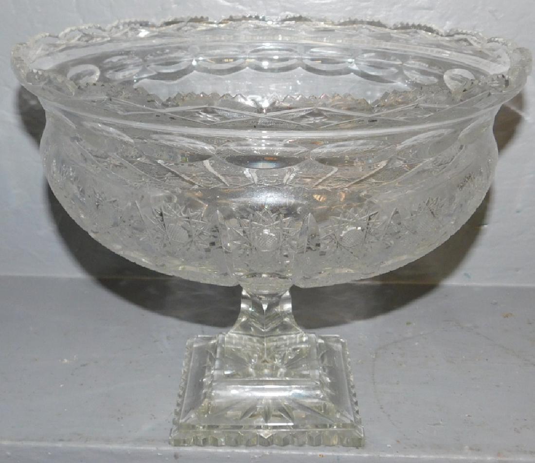 Cut glass footed punch bowl