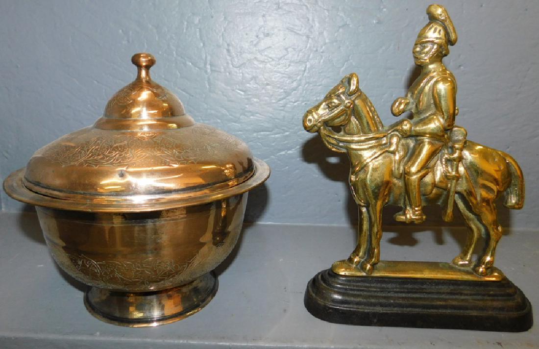 Heavy brass doorstop and covered bowl. (1 of 2)