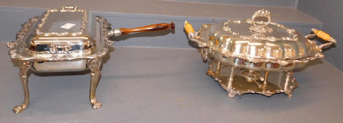 2 silver plate covered dishes. (1 of 3)