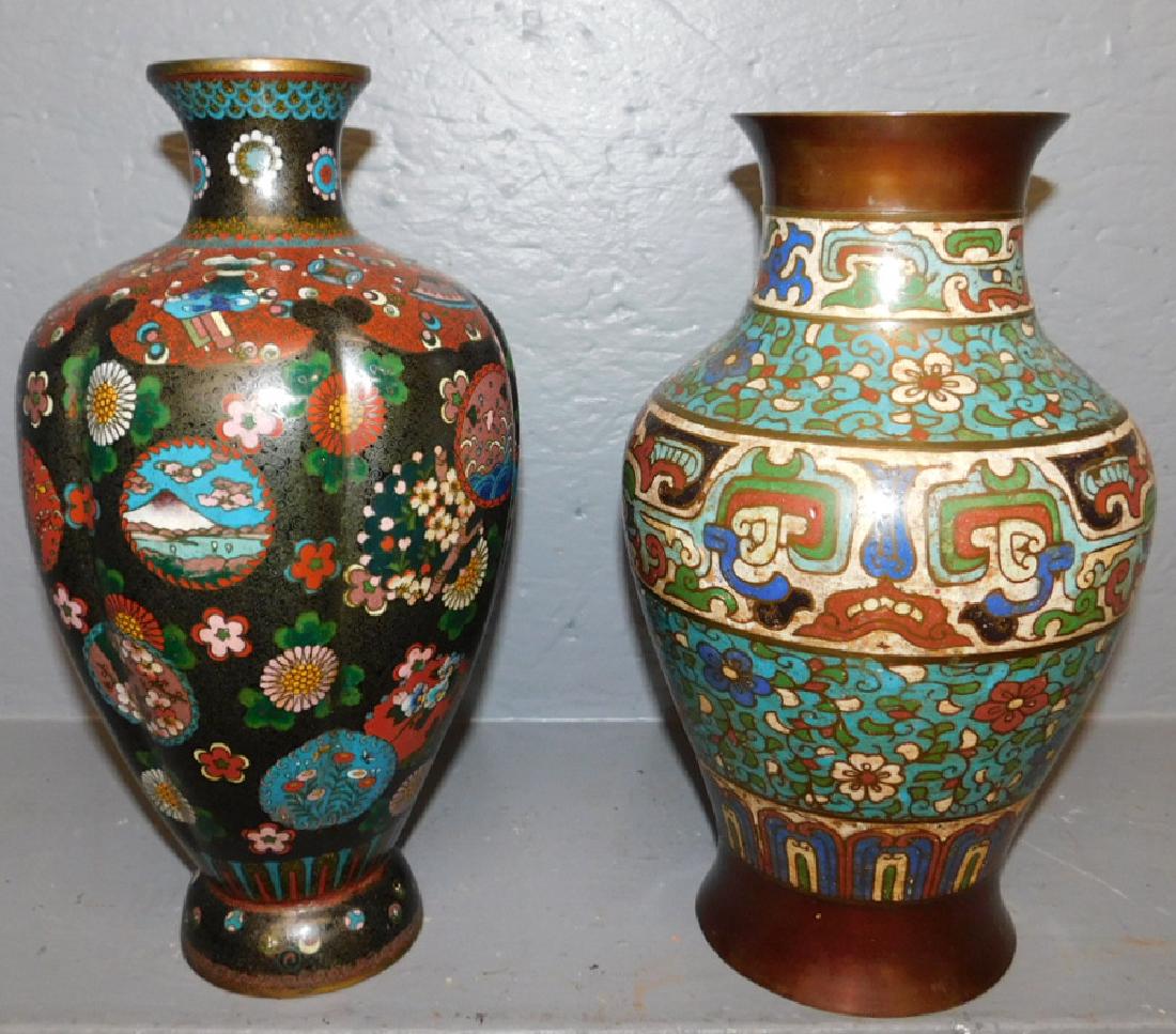 Cloisonne vase and Champleve vase. (1 of 2)