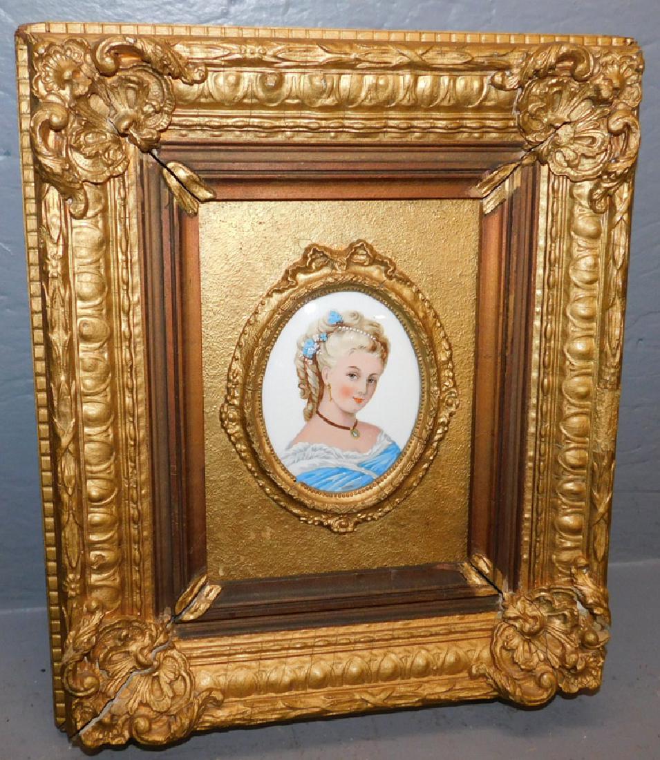Hand painted Limoges porcelain plaque in frame. (1 of 4)
