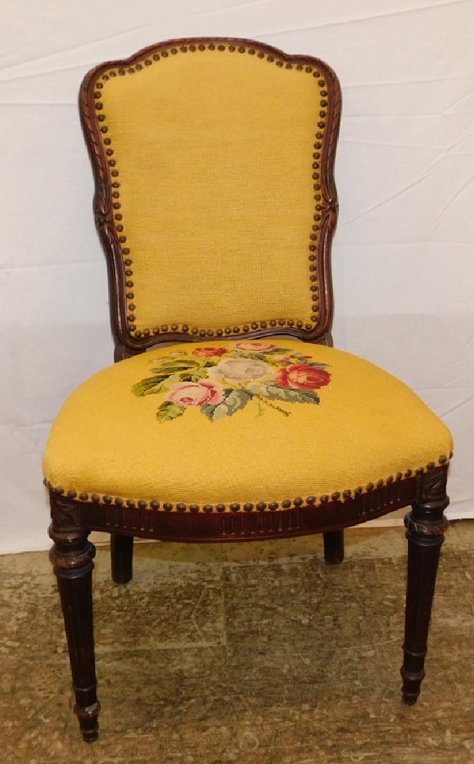 Needlepoint upholstered French side chair. (1 of 2)