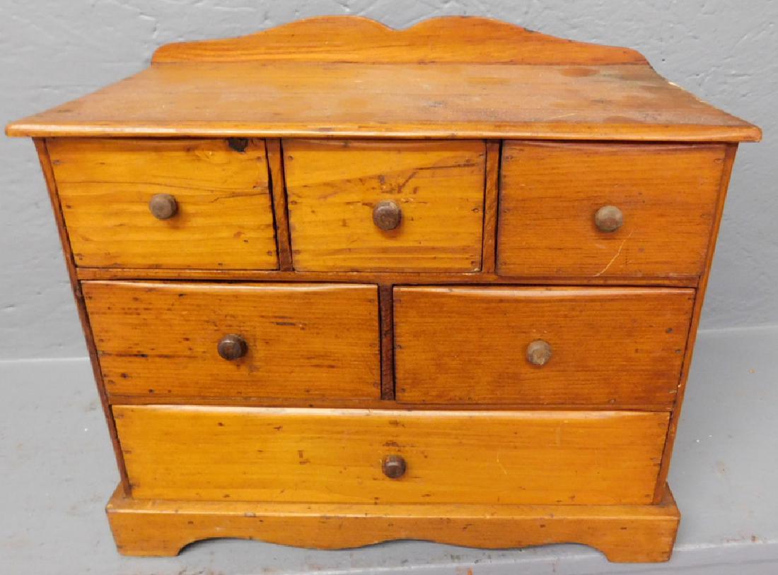 Early primitive 6 drawer pine spice chest. (1 of 3)