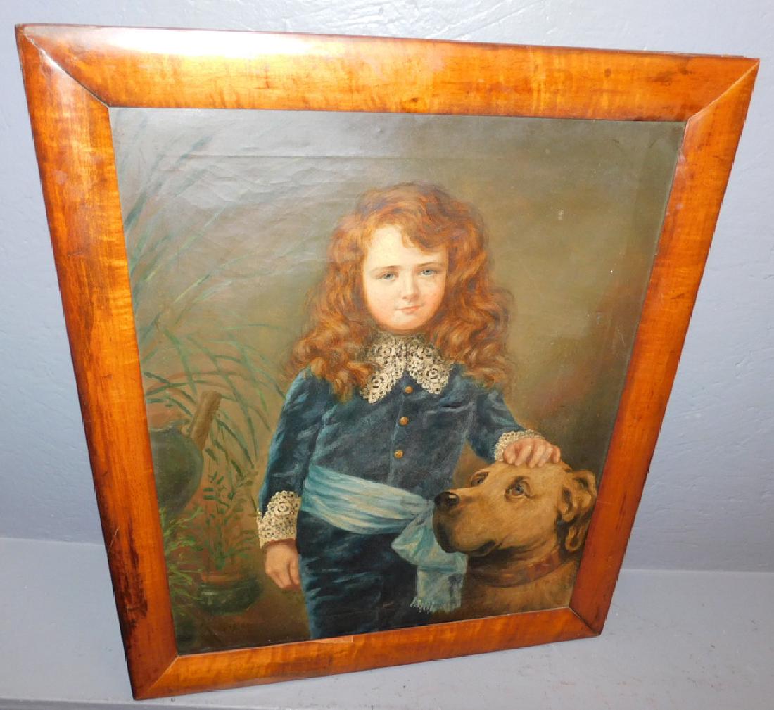 OOC early 19th C portrait of young boy with dog (1 of 3)