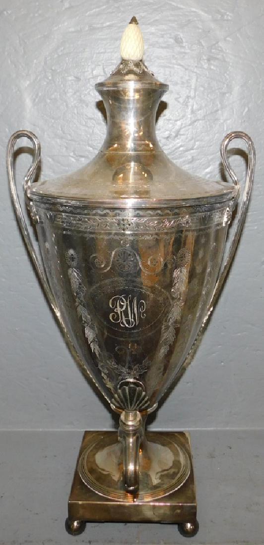 Old Sheffield plate tea urn. (1 of 3)