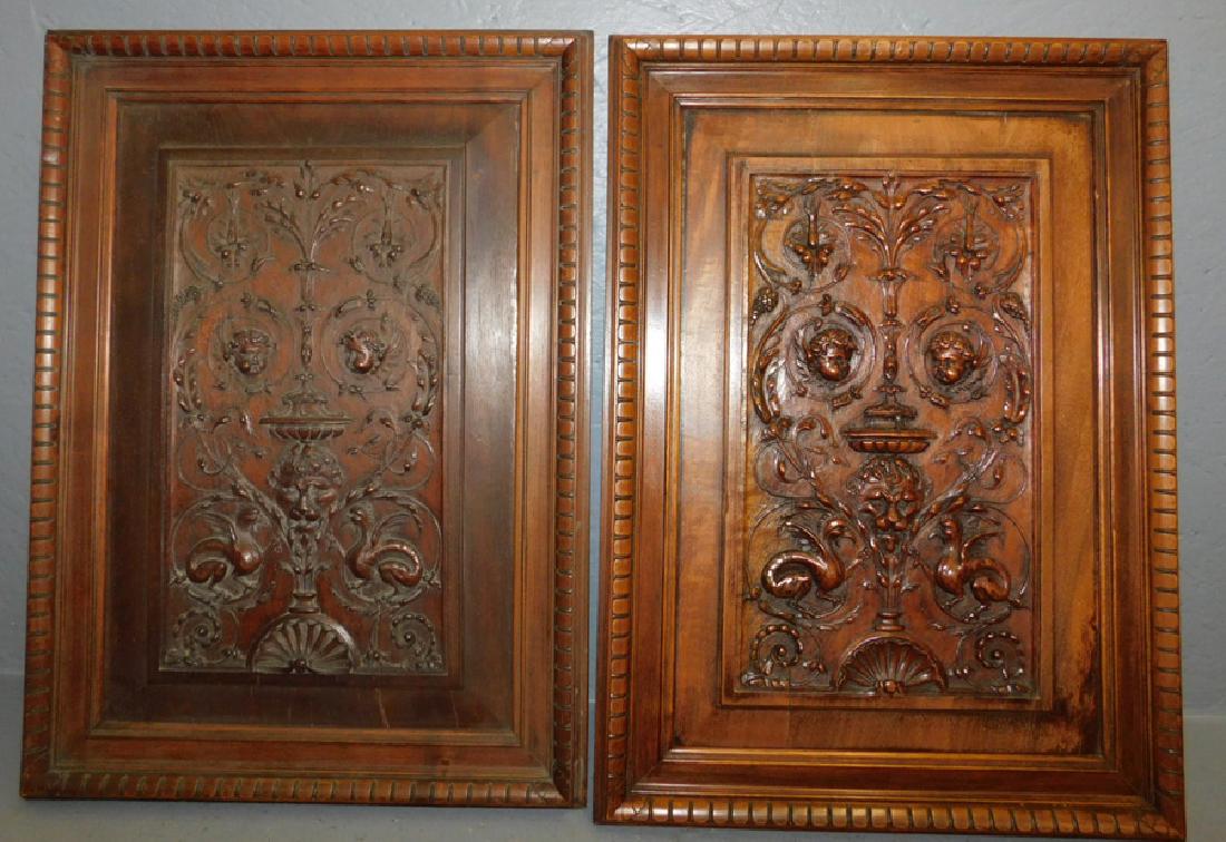Pair of carved mahogany Neoclassical panels. (1 of 5)