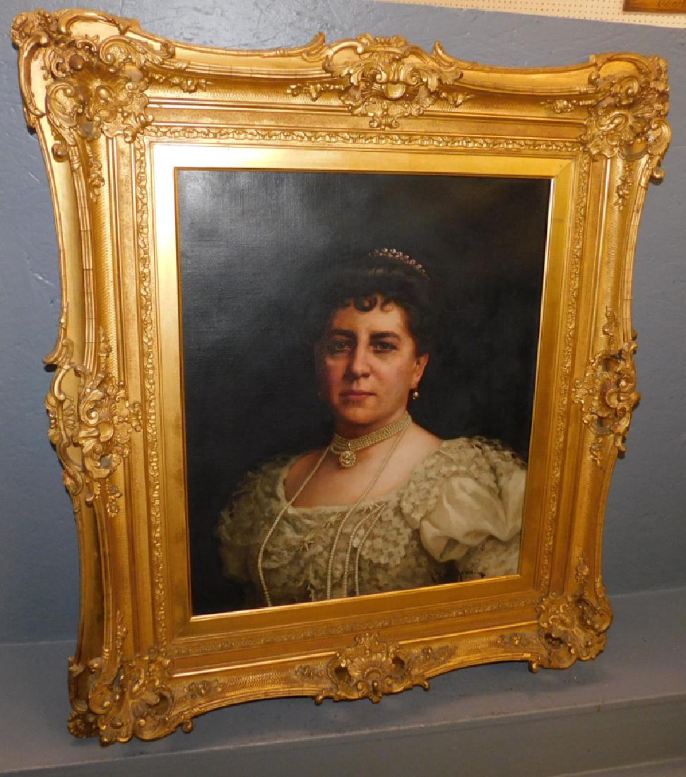 19th C signed portrait OOC in fine gold leaf frame (1 of 4)