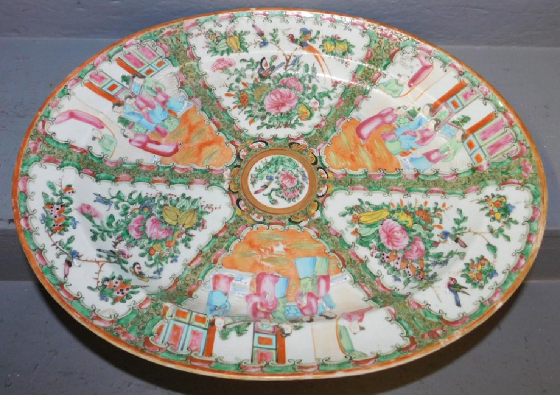 Rose Medallion 19th C oval platter. (1 of 2)