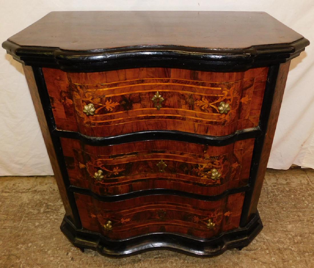18th C Italian inlaid serpentine front commode. (1 of 3)