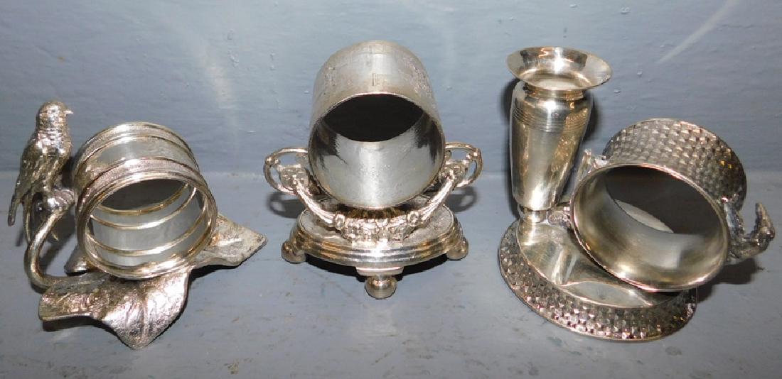 3 figural Rockford Silver Co. napkin rings.: 3 figural Rockford Silver Co. napkin rings.