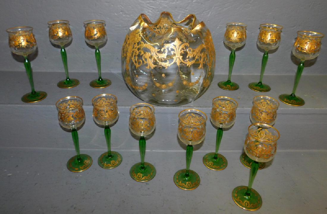 14 pc. Gold enameled punch set with stemware. (1 of 6)