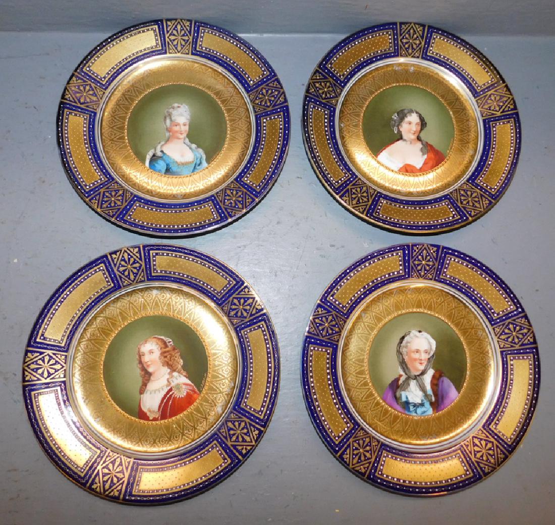 Set 4 Royal Vienna J. Auheim portrait plates (1 of 7)