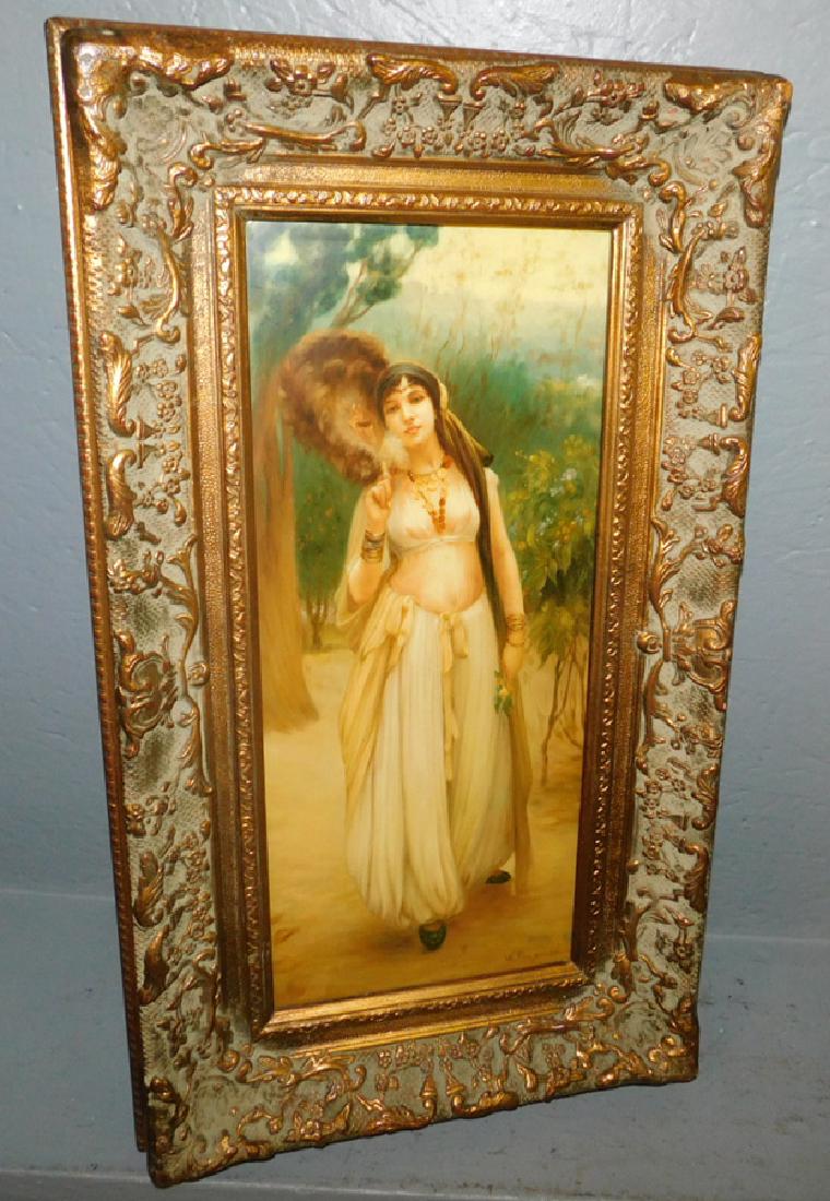 Lrg HP KPM Orientalist porc plaque signed (1 of 4)