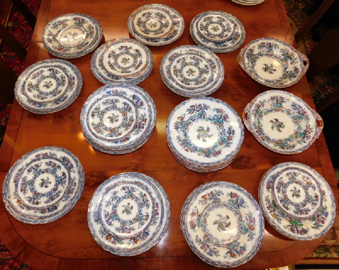 47 pcs. 19th C Flow blue dinnerware Loreto pattern (1 of 5)