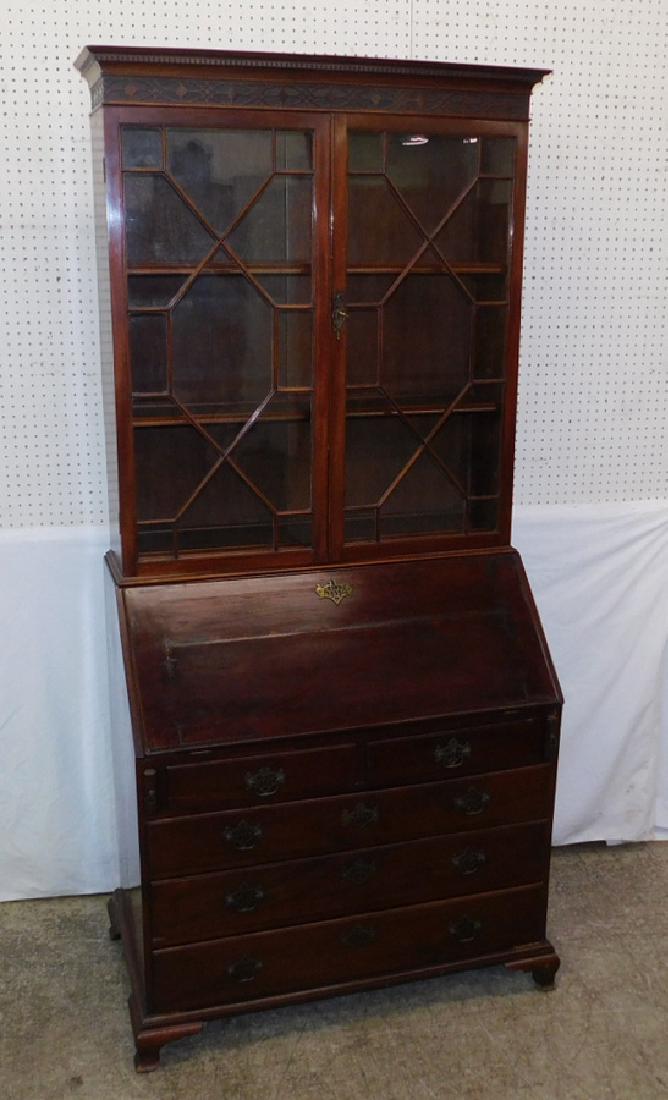 19th century Chinese Chippendale mahog secretary (1 of 4)