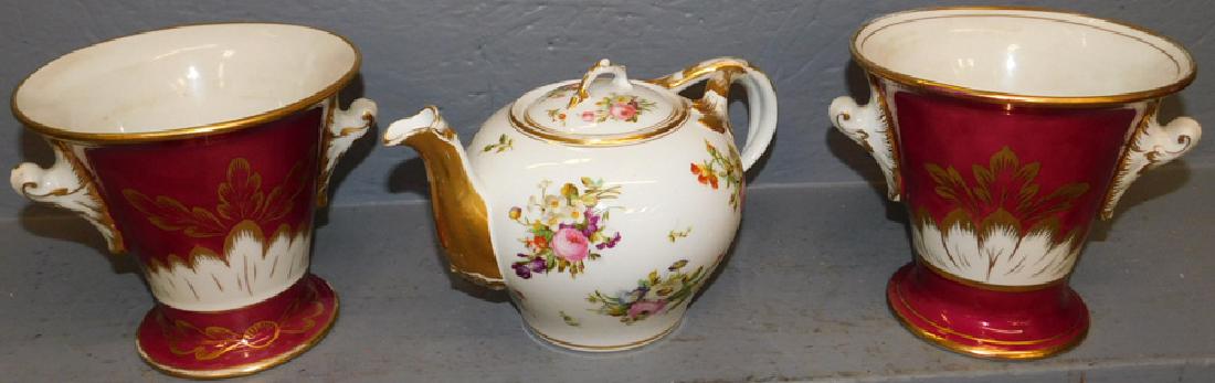 Pr. Old Paris cache pots & tea pot (1 of 2)