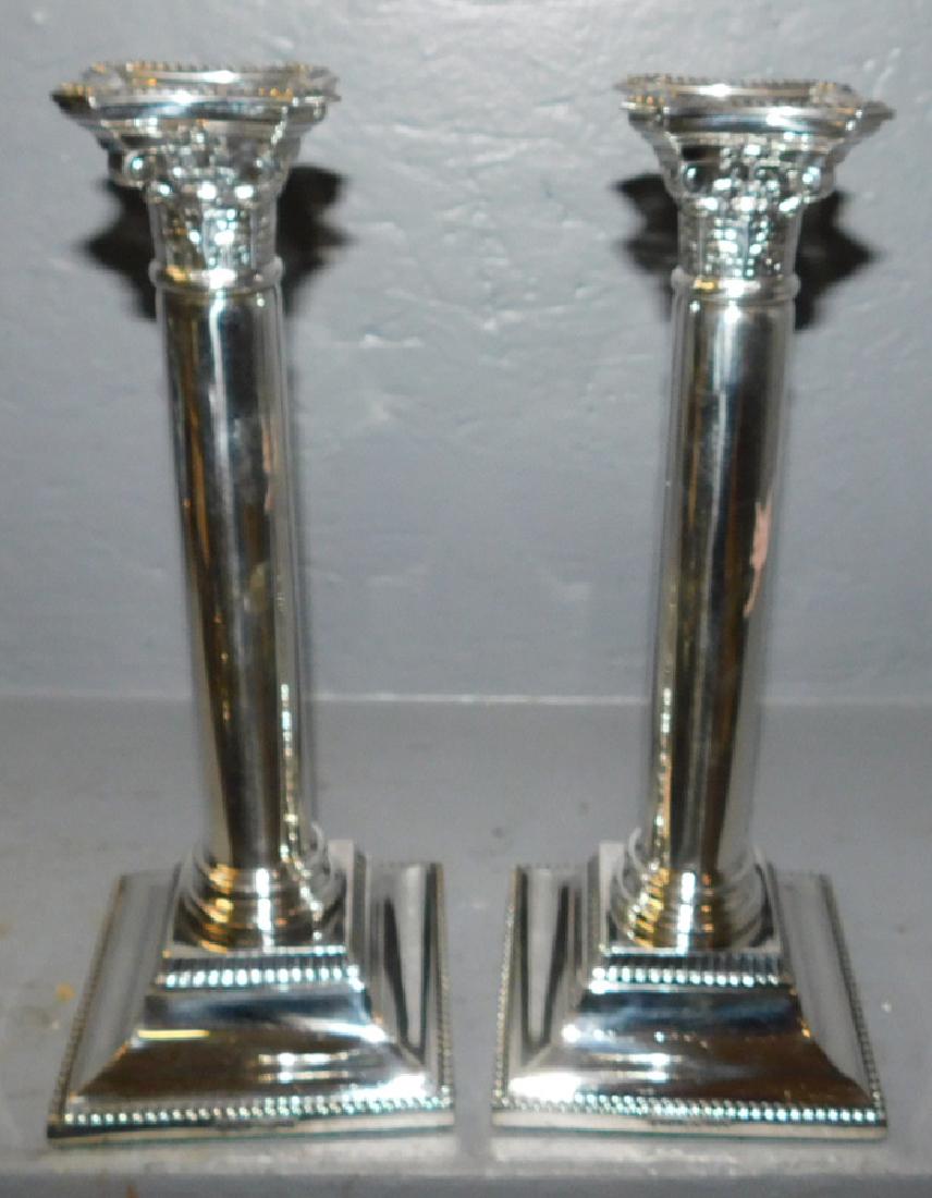 Pr. Silver plated hallmarked Sheffield candlesticks. (1 of 4)