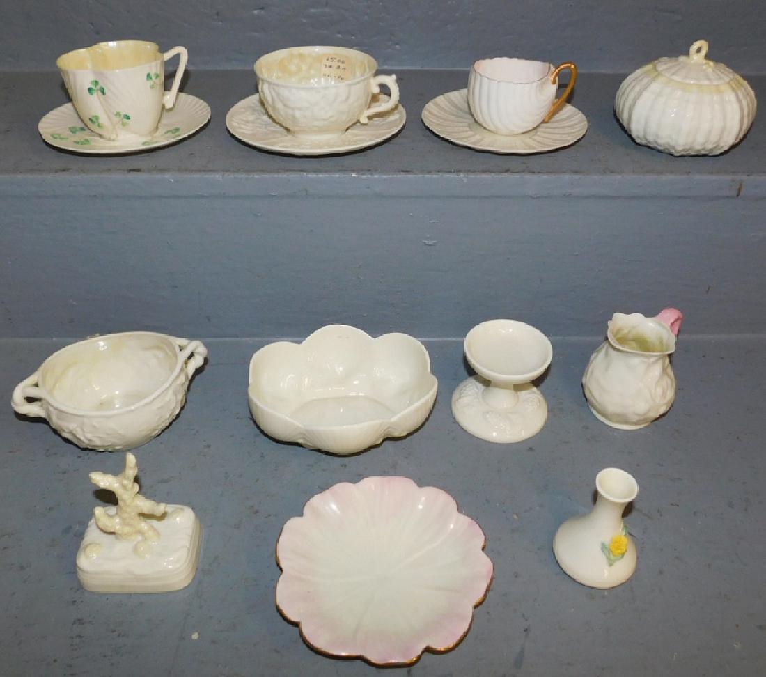 11 pc. Irish Belleek black & green marked china (1 of 2)