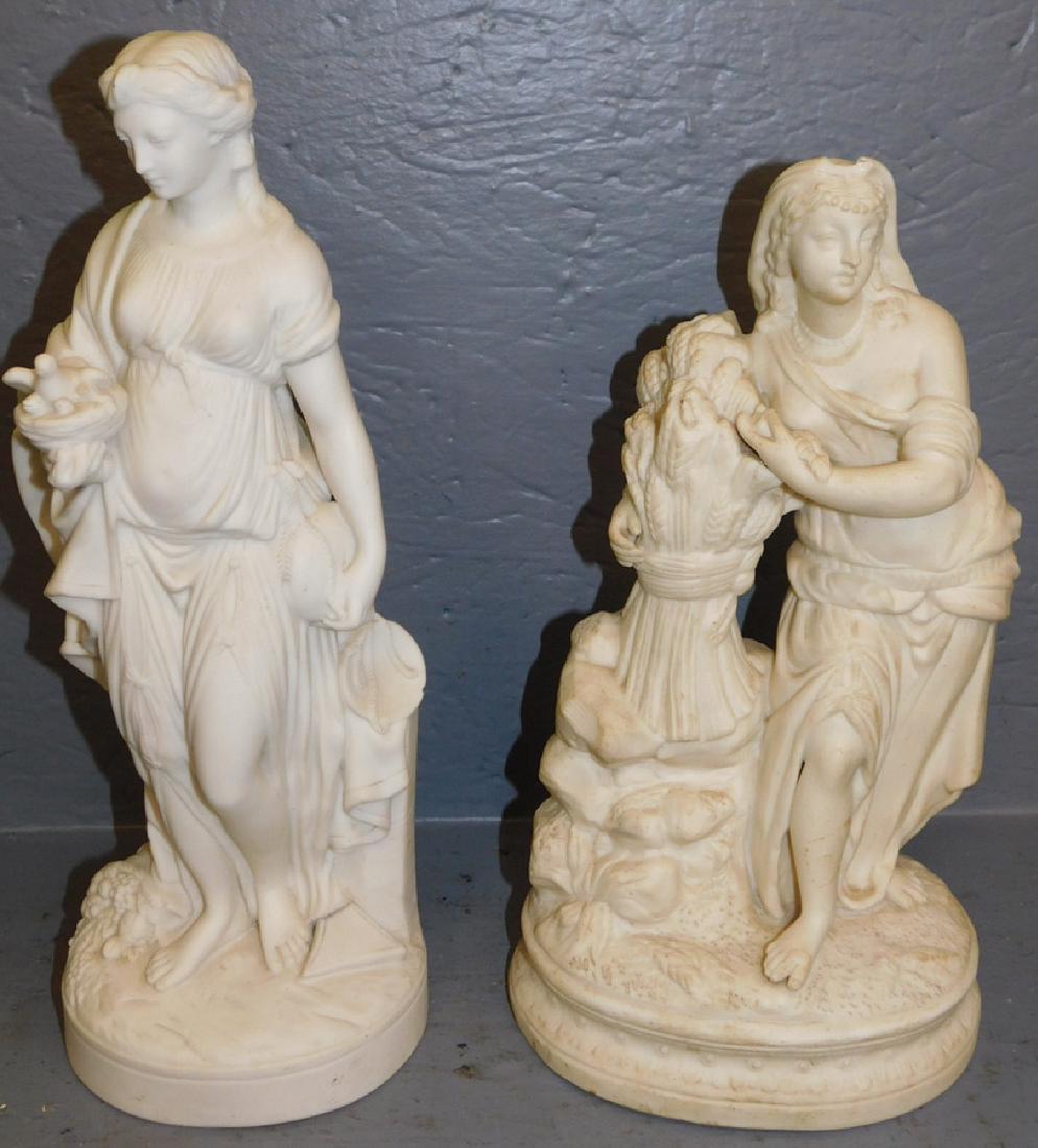 2 Parian figures. To 15" tall.: 2 Parian figures. To 15" tall.