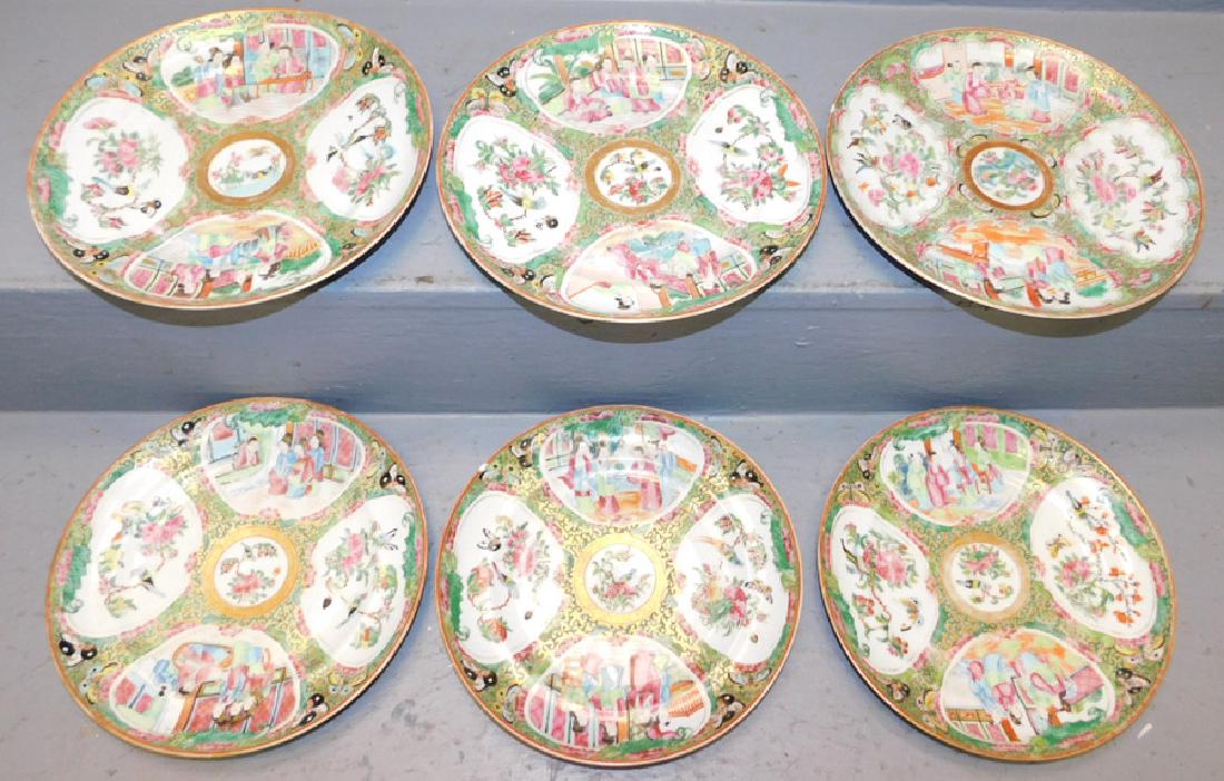 6 Rose Medallion plates. To 9 1/2" dia. (1 of 3)