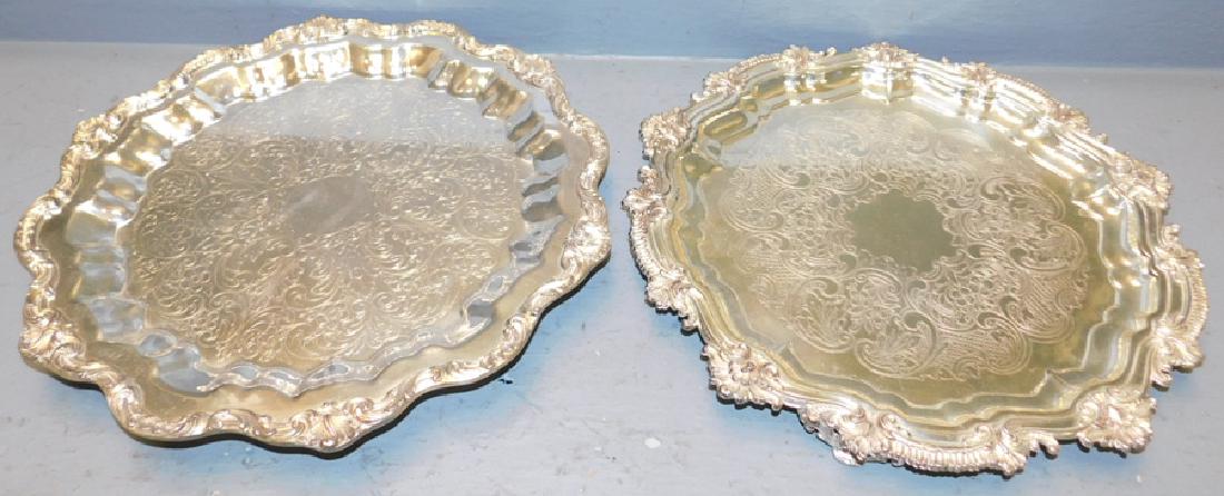 2 silver plate footed trays. To 16" dia. (1 of 2)